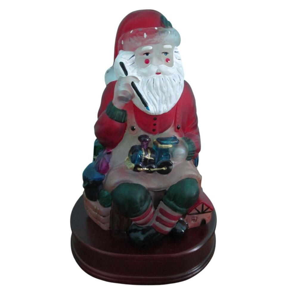 Vintage Old World Christmas Santa Toymaker Light Hand Painted Glass 1995 GUC